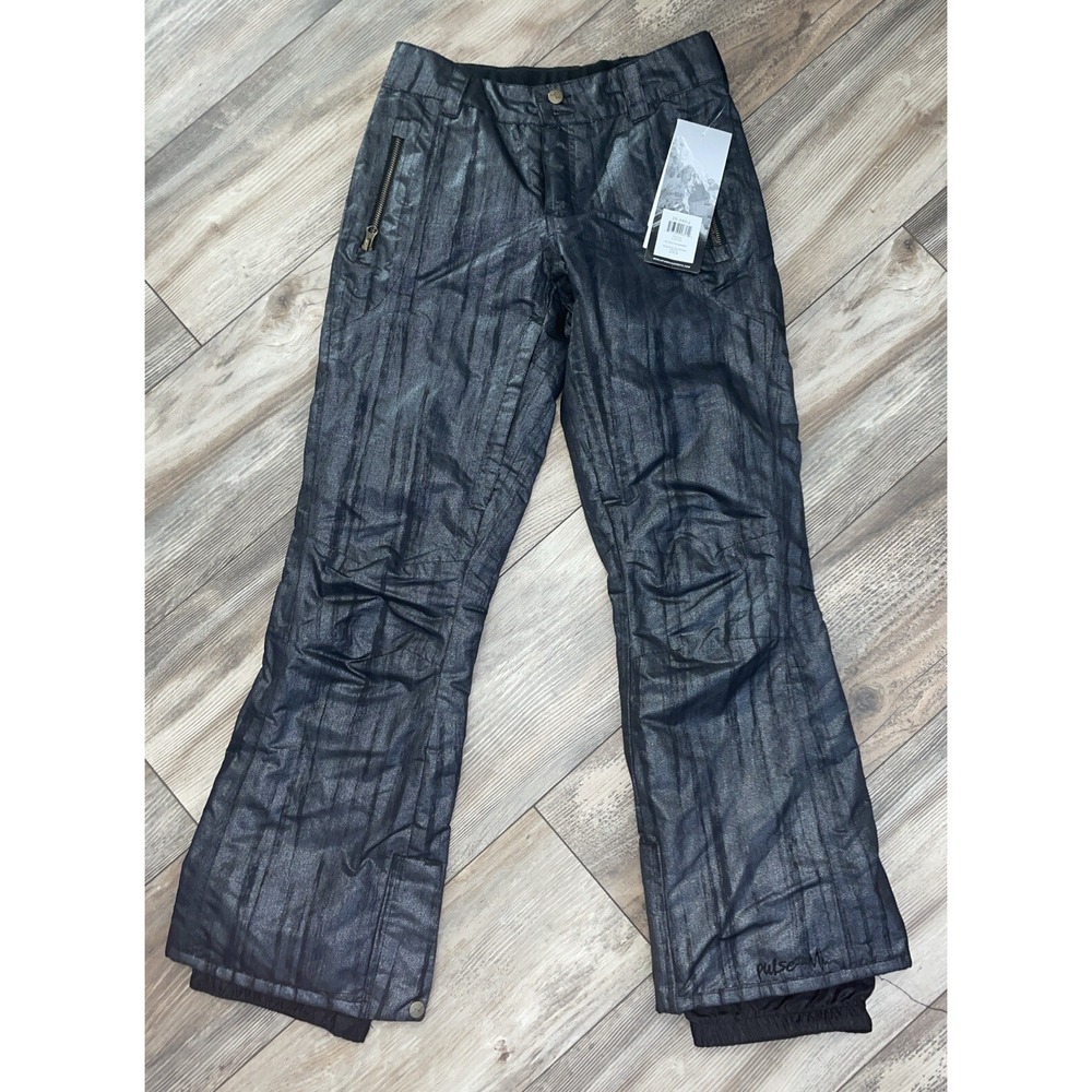 New Pulse Youth Size‎ L (14-16) Black Shimmer Insulated Snowboard Pants